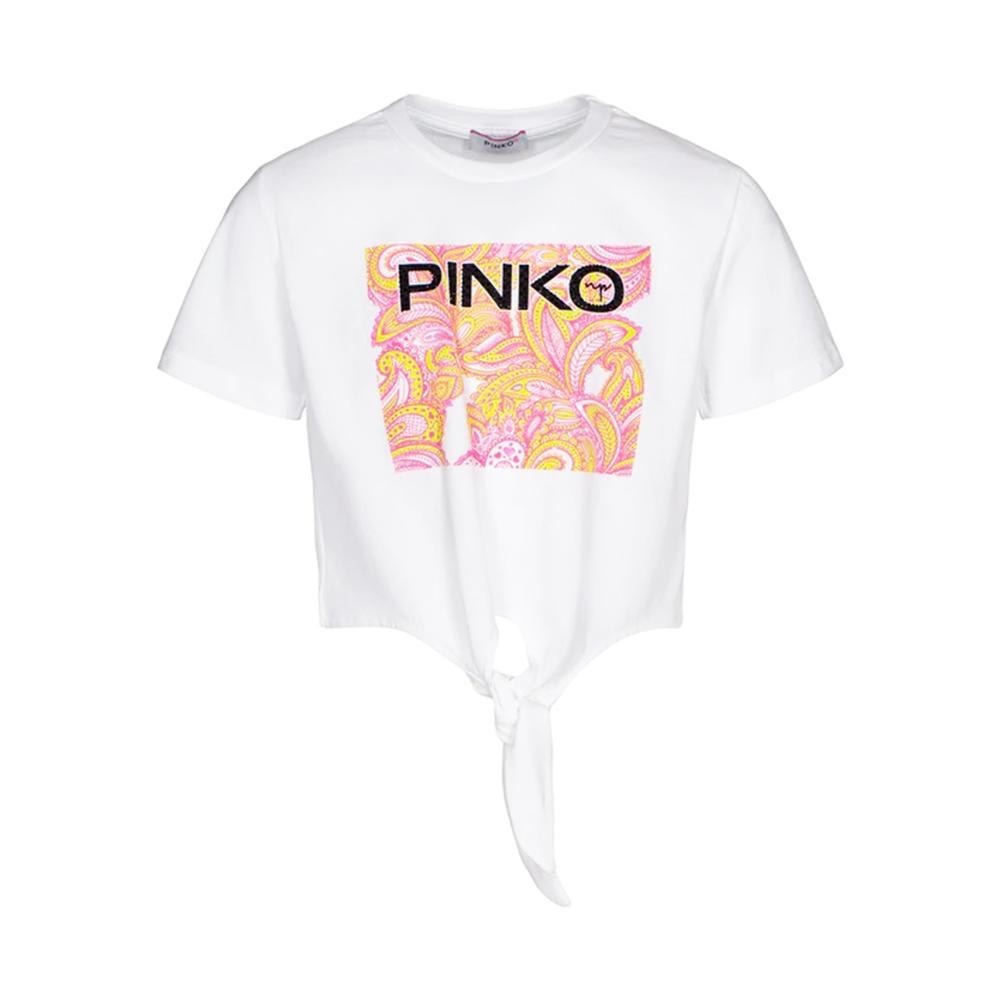 Pinko Kids White Tee with Pink and Yellow Graphic